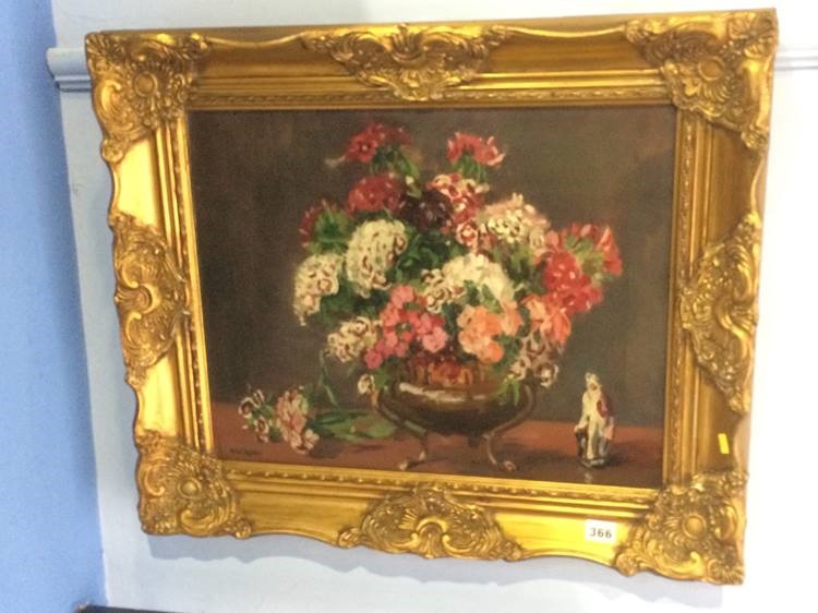 Oil on canvas, Phillip Naviasky, 'Still life with a bowl of flowers'