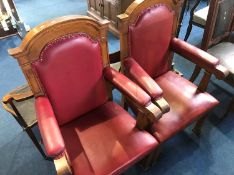 A pair of oak carver chairs