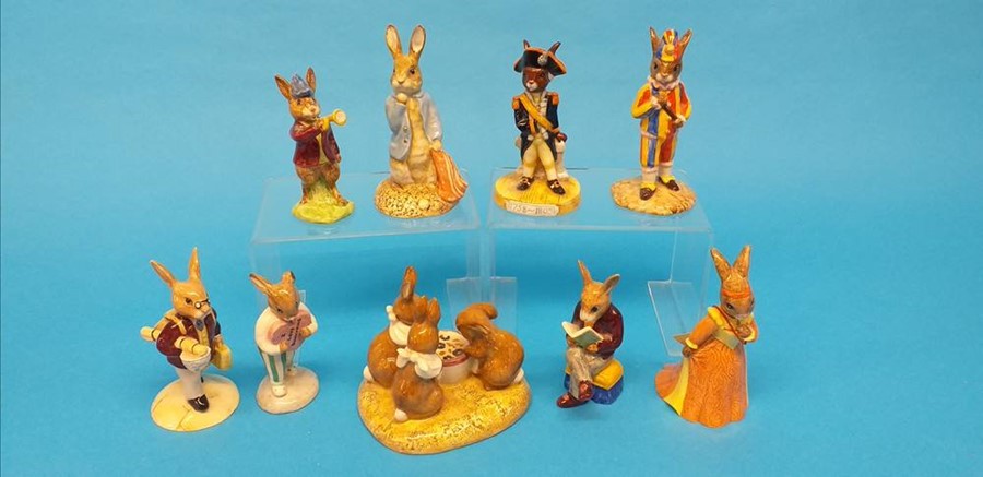 Nine various Royal Doulton 'Bunnykins' figures