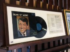 Signed Dean Martin album, mounted and framed