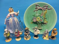 A set of six Beswick 'Hippos on Holiday', a Clarice Cliff plaque and a Franklin Mint figure