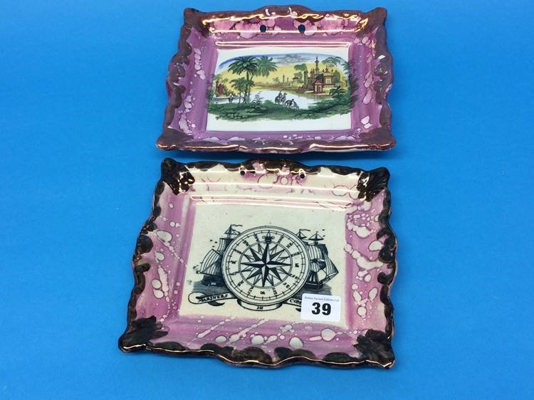 Two 19th century purple lustre wall plaques