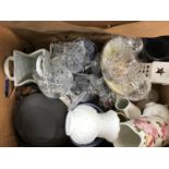 Six boxes of china and glass