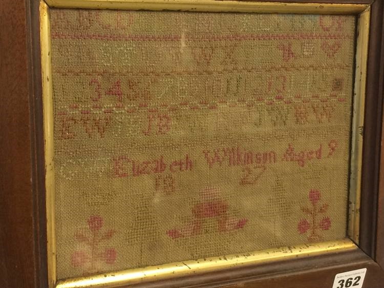 A mahogany framed sampler, Elizabeth Wilkinson, aged 9, 1827 - Image 3 of 3