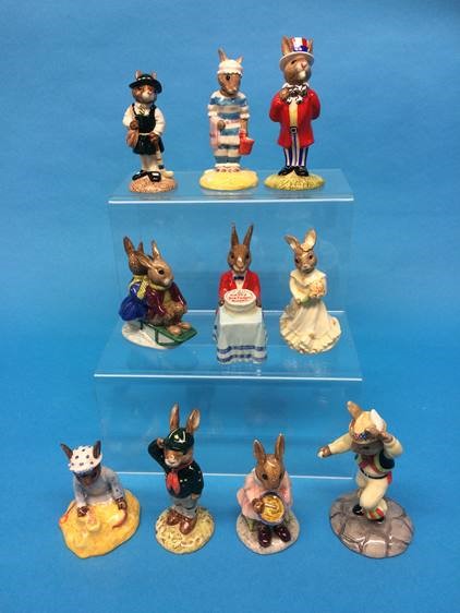 Ten various Royal Doulton 'Bunnykins' figures (boxed)