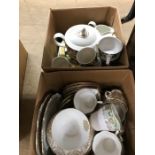 Five boxes of assorted china / glass