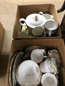 Five boxes of assorted china / glass