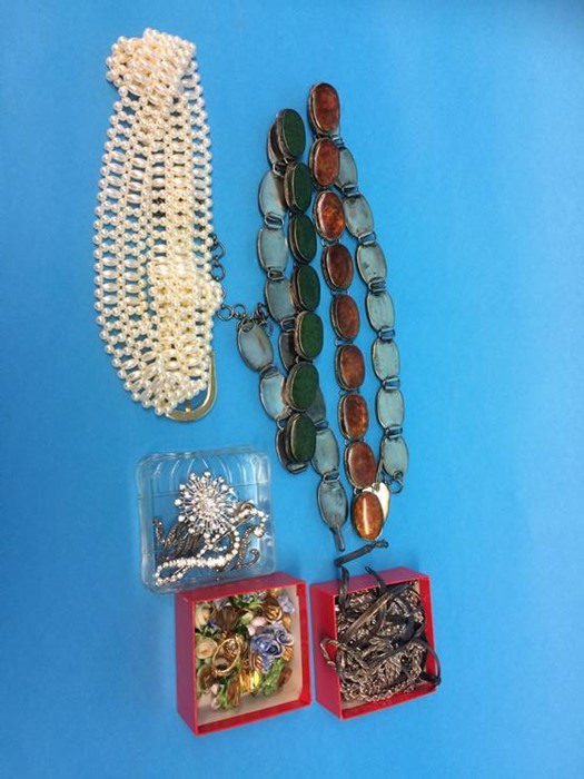 Assorted costume and silver jewellery, together in one box