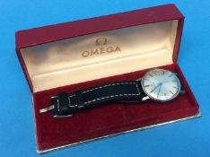 A gents stainless steel wristwatch, the dial signed Omega Automatic, with box