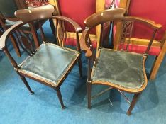 Two Edwardian corner chairs