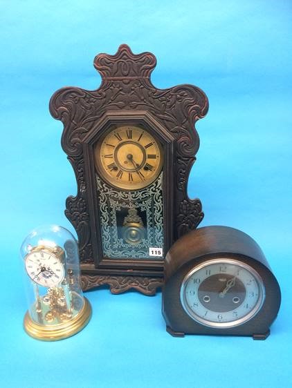 A ginger bread clock, an oak mantel clock etc. - Image 2 of 4
