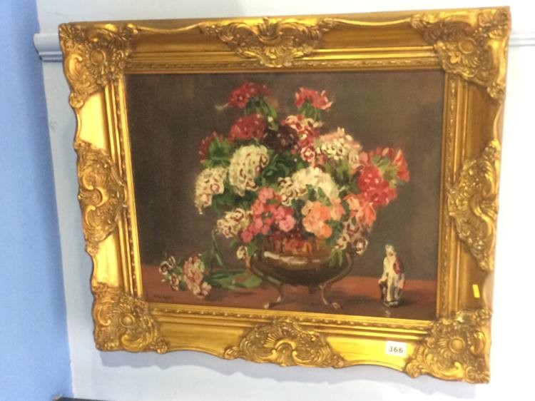 Oil on canvas, Phillip Naviasky, 'Still life with a bowl of flowers' - Image 2 of 3