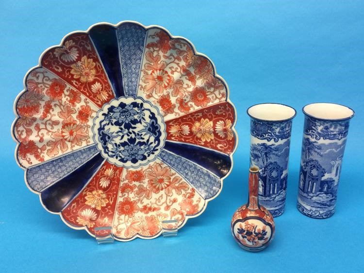 A Japanese Imari wall plate, vase etc.