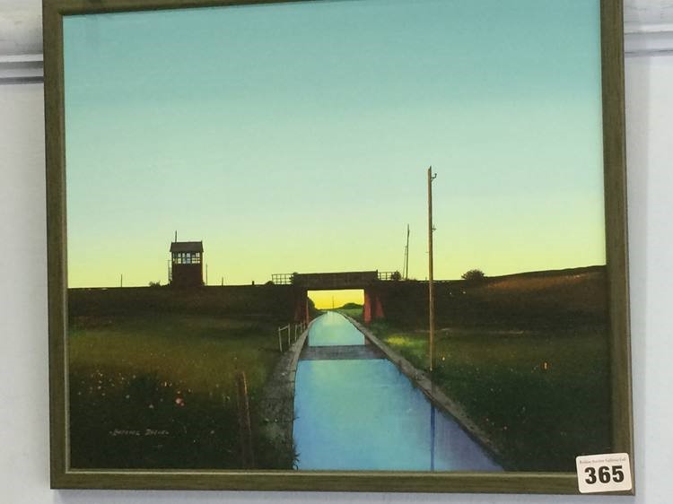 Acrylic on board, Laurence Roche, 'View of a Canal', 37 x 32cm - Image 2 of 5