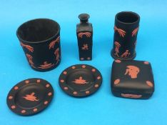 Six pieces of Wedgwood black jasperware