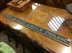Sign 'Robey and Co. Ltd Lincoln England', 135cm length x 10cm wide