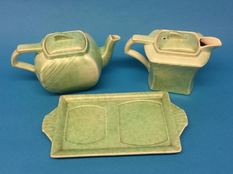 A George Clews and Co Ltd 'Art Deco' pale green two piece tea set - Image 3 of 3