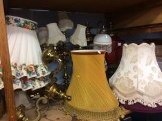 A quantity of table lamps and shades