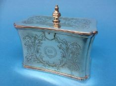 A silver plated tea caddy, by Hawksworth Eyre and Co.