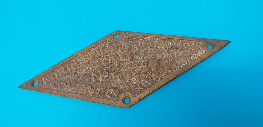 A 'North British Locomotive Company Ltd Glasgow' name plate, 1952 no. 26689 and another ' - Image 3 of 3