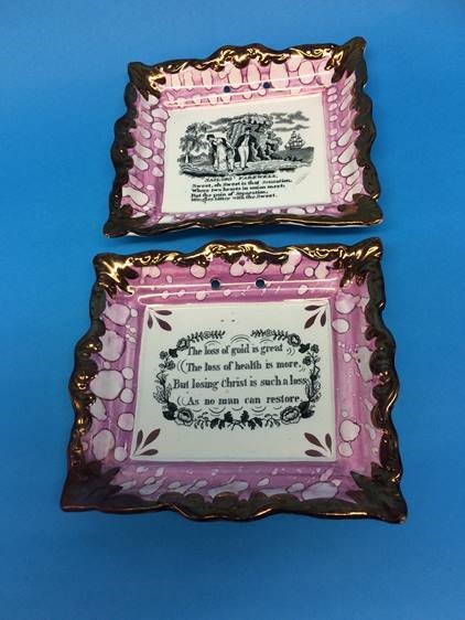 Two Sunderland purple lustre plaques 'Sailors Farewell' and another 'The Loss of Gold is great' - Image 2 of 4