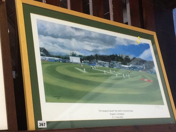 Print, after M.P. Speight, England v Zimbabwe, June 2003, signed in pencil, No. 44 of 101