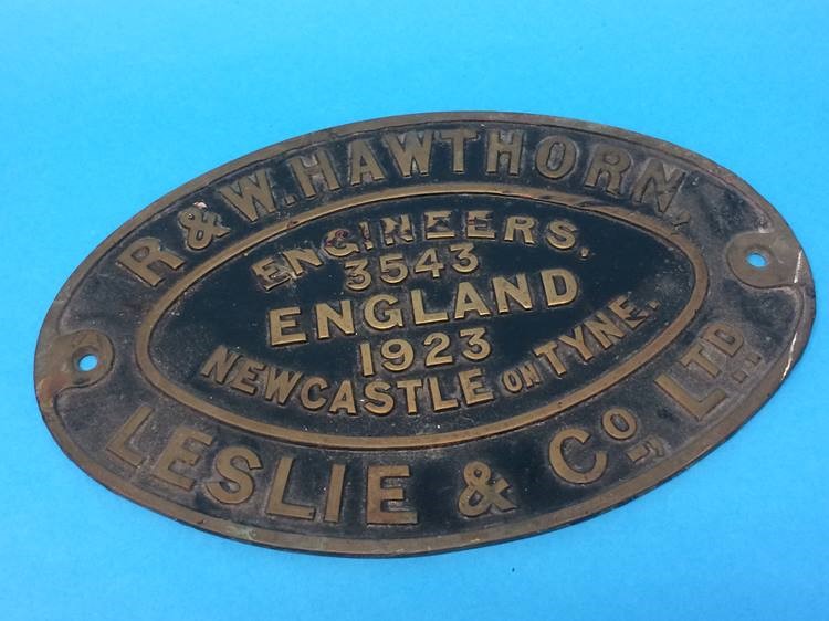 A 'Robert Stephenson and Hawthorn Ltd, 7690, Newcastle Works 1952' name plate and another R. and - Image 4 of 4