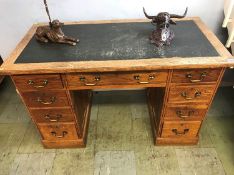 An Oak pedestal desk, 121cm wide