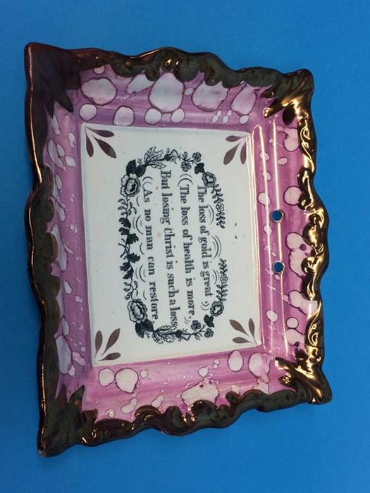 Two Sunderland purple lustre plaques 'Sailors Farewell' and another 'The Loss of Gold is great' - Image 3 of 4