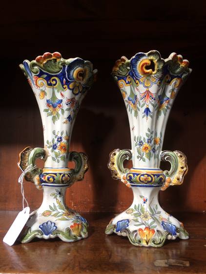 Pair of Majolica mosianic vases