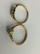 Two diamond rings stamped '18ct', 3.9g