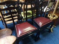 Pair of black painted chairs