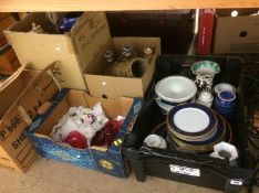 Five boxes of assorted china and glass
