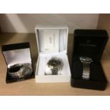 Three gents wristwatches and one empty box