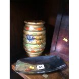 Charlotte Rhead vase and a Keswick tray