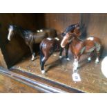 Three Beswick horses