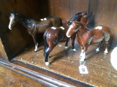 Three Beswick horses