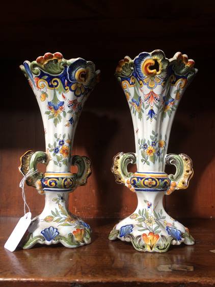 Pair of Majolica mosianic vases - Image 2 of 2