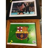 Autographs; Mike Tyson and various Barcelona players