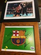 Autographs; Mike Tyson and various Barcelona players