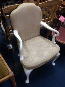 White painted elbow chair