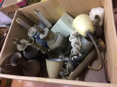 Box of assorted, various lamps etc.