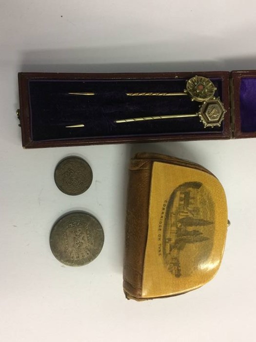 Two pins and a Mauchline ware purse - Image 2 of 2