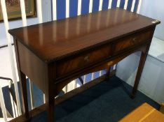 Reproduction mahogany Heath and Rockstead two drawer side table