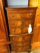Reproduction mahogany bow front chest of drawers
