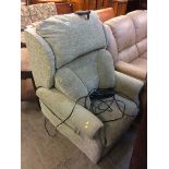 Green rise and recliner armchair
