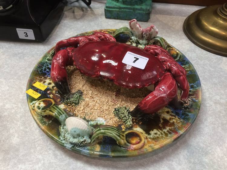 Palissy style crab plate