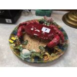 Palissy style crab plate