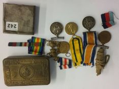 World War I trio including Territorial War medal to NCB 802 Pte A. D. Davies Northumberland