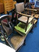 Child's oak chair, Bergere rocking chair etc.